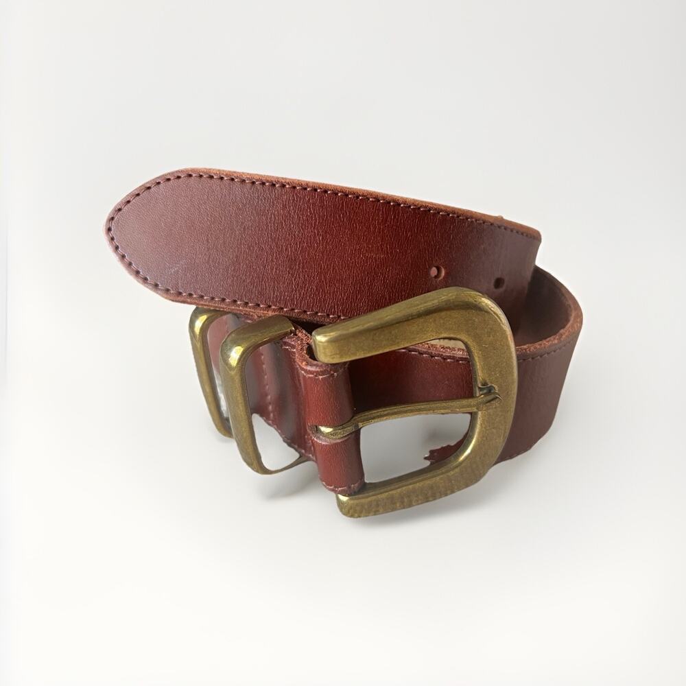 Fossil Women’s Brown Leather Belt Brass Buckle Medium